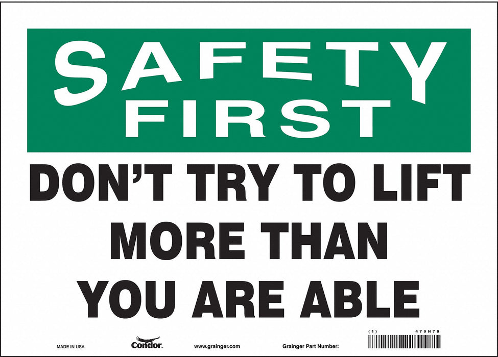 Safety Sign 10 in x 14 in Vinyl