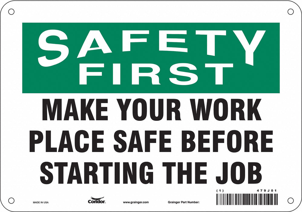 Safety Sign 7 in x 10 in Polyethylene