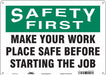 Safety Sign 10 inx14 in Polyethylene