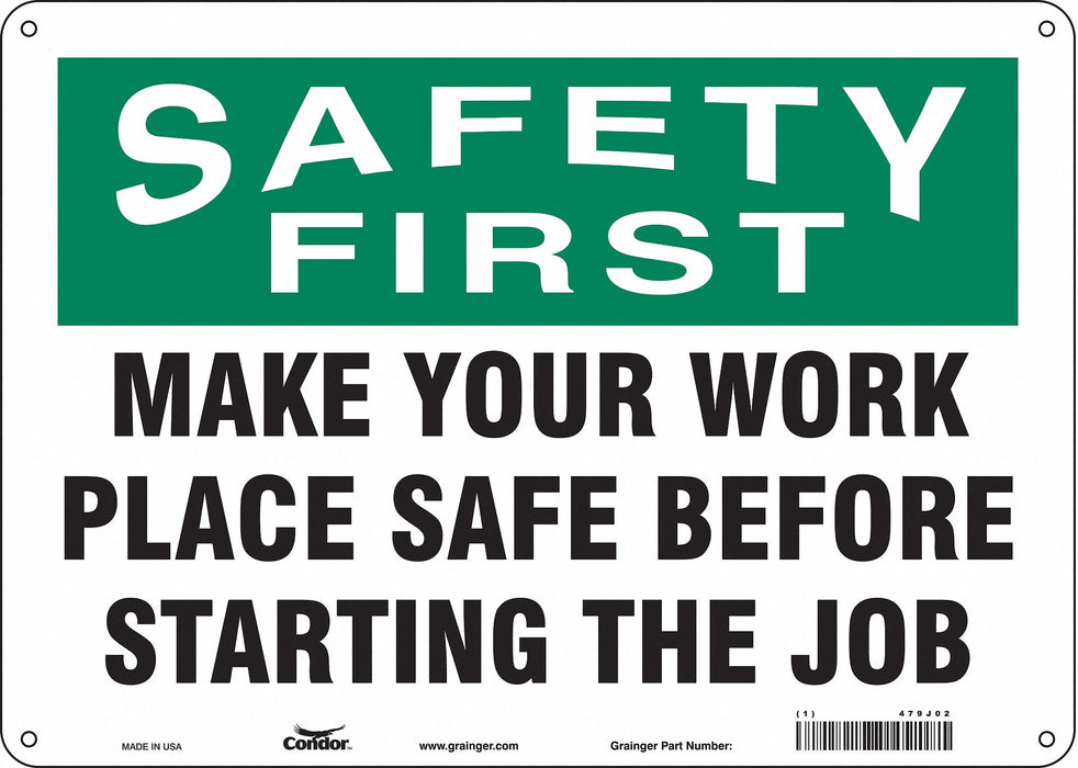 Safety Sign 10 inx14 in Polyethylene