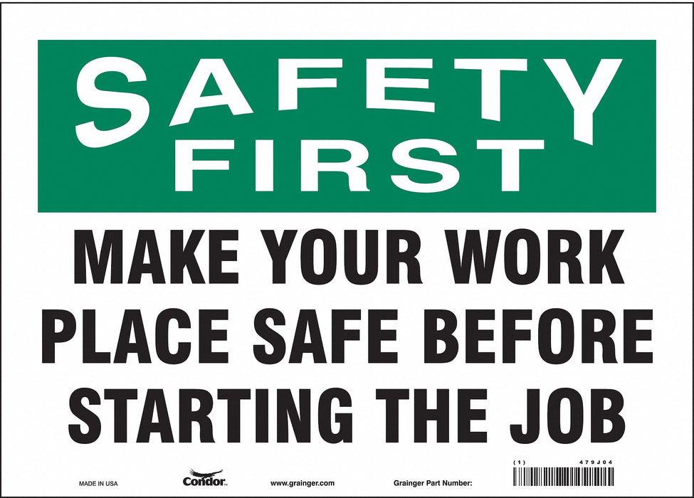 Safety Sign 10 in x 14 in Vinyl