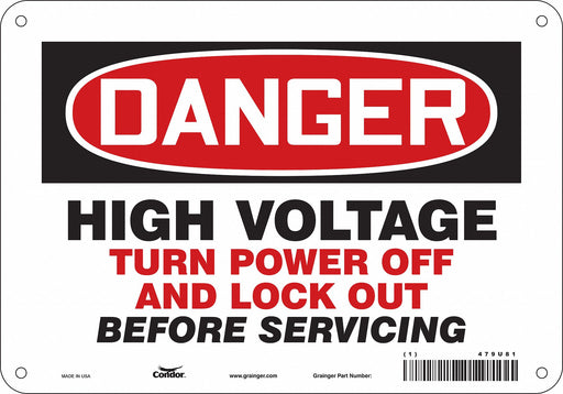 J8886 Safety Sign 7 inx10 in Polyethylene