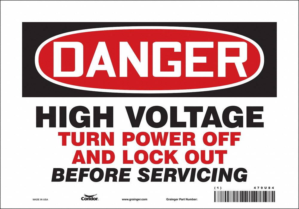 J8886 Safety Sign 7 in x 10 in Vinyl