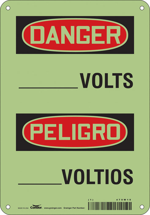 Safety Sign 10 inx7 in Glow Vinyl