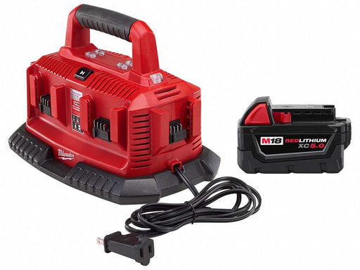 M18 6-Bay Charger + M18 XC5.0 Battery