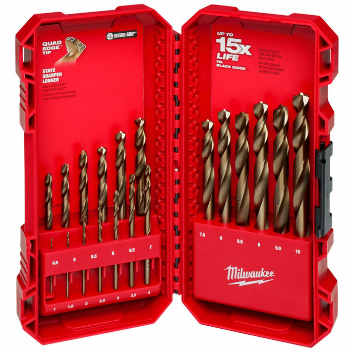Drill Bit Set Tin RH Cobalt 19pc
