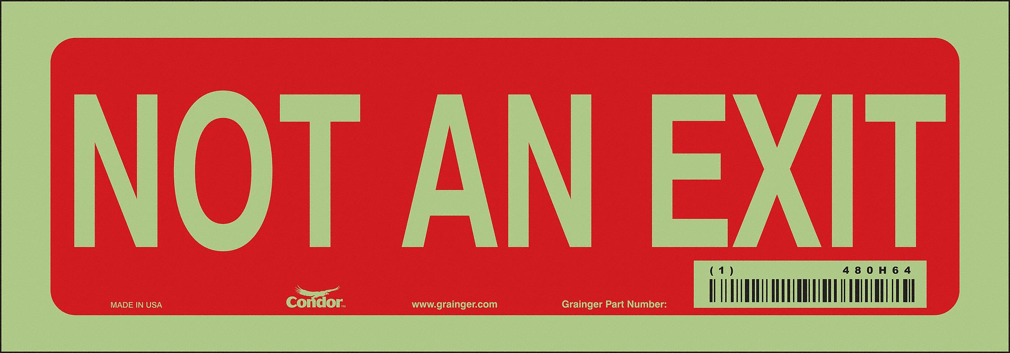 Safety Sign 3 1/2 in x 10 in Glow Vinyl