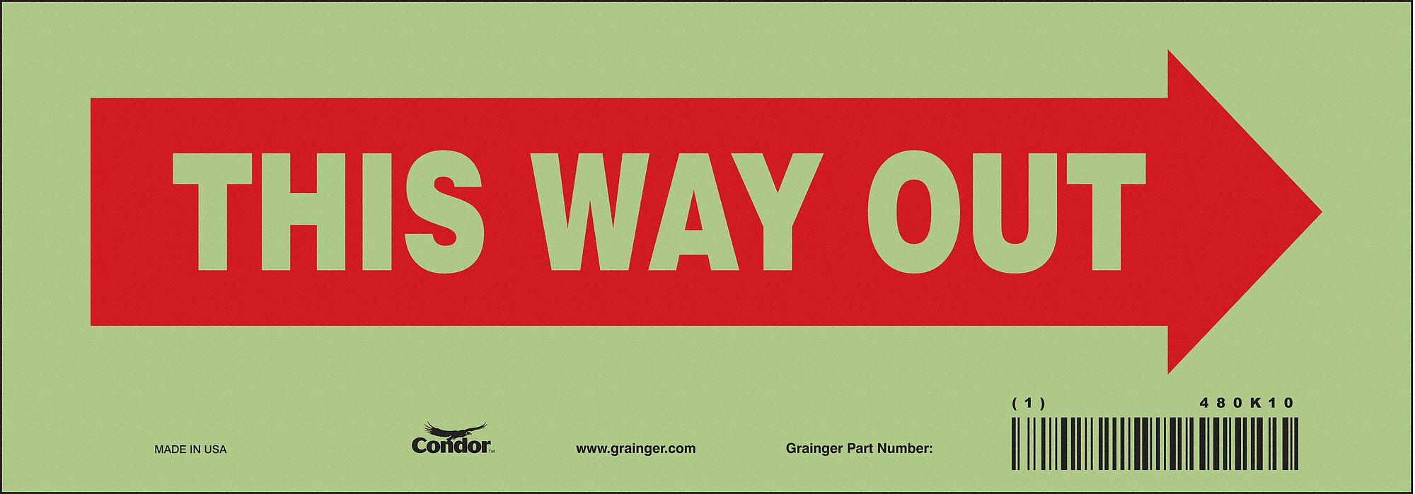 Safety Sign 3 1/2 in x 10 in Glow Vinyl