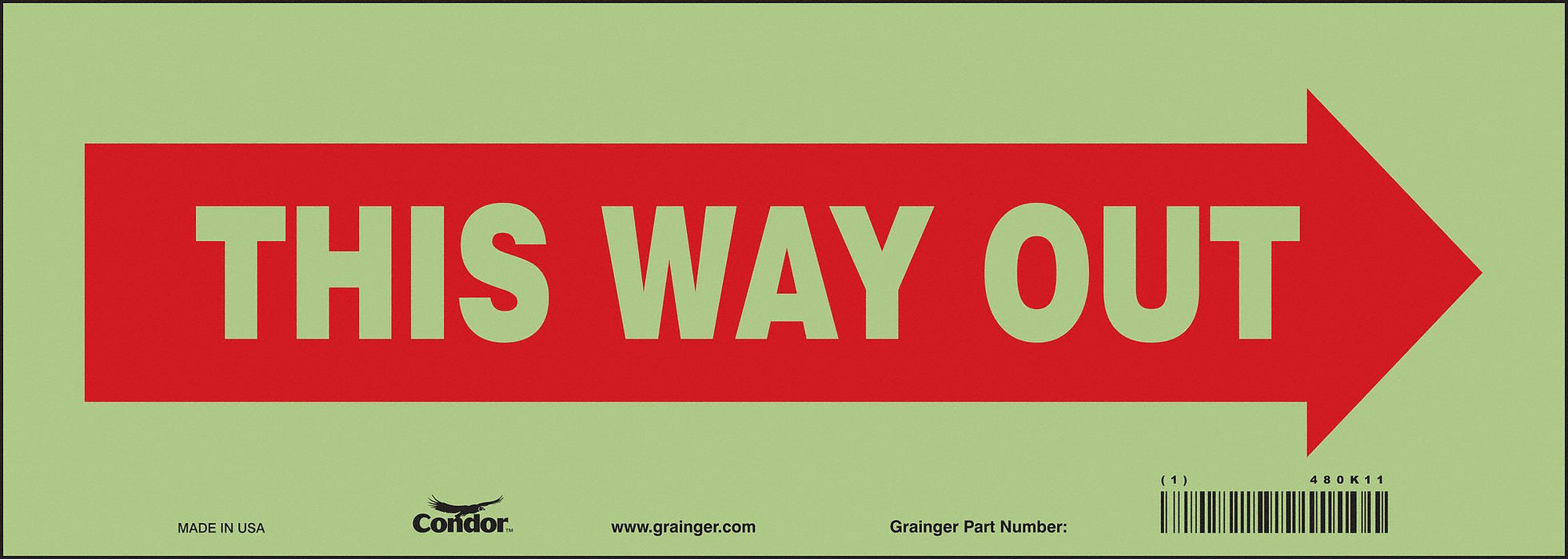 Safety Sign 5 in x 14 in Glow Vinyl