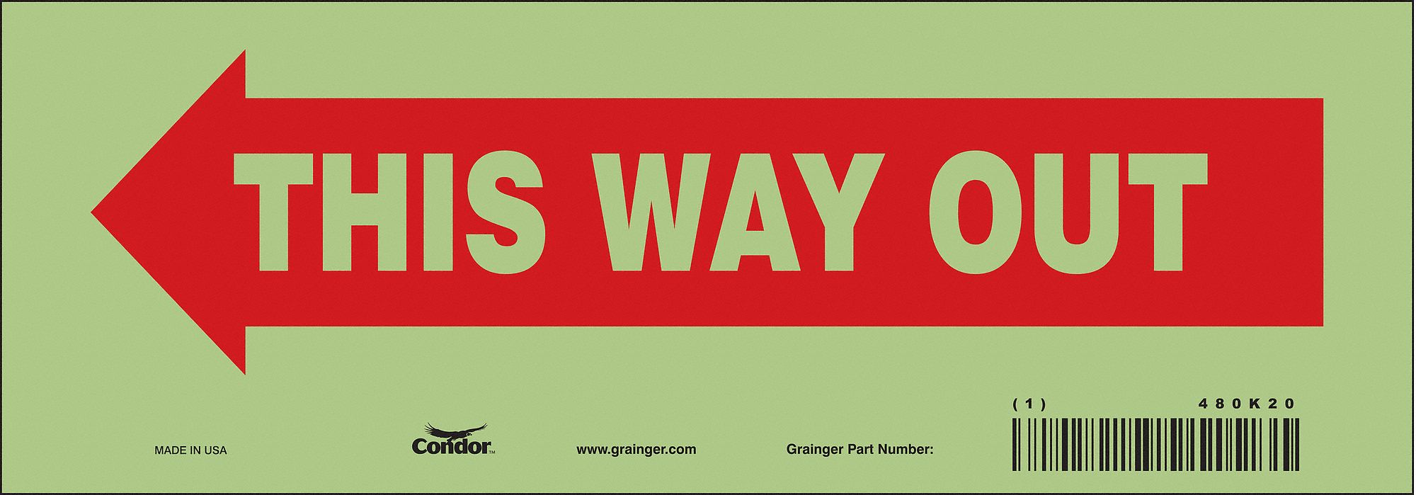 Safety Sign 3 1/2 in x 10 in Glow Vinyl