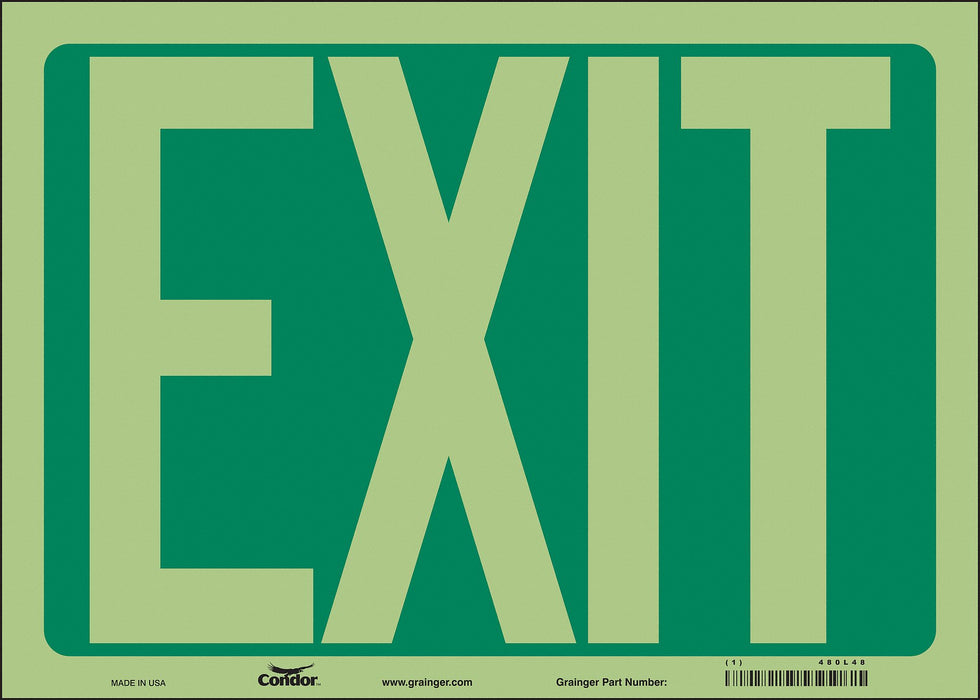 K1849 Safety Sign 10 inx14 in Glow Vinyl