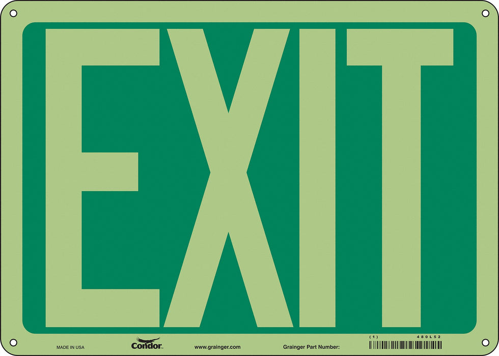 K1849 Safety Sign 10 inx14 in Glow Aluminum