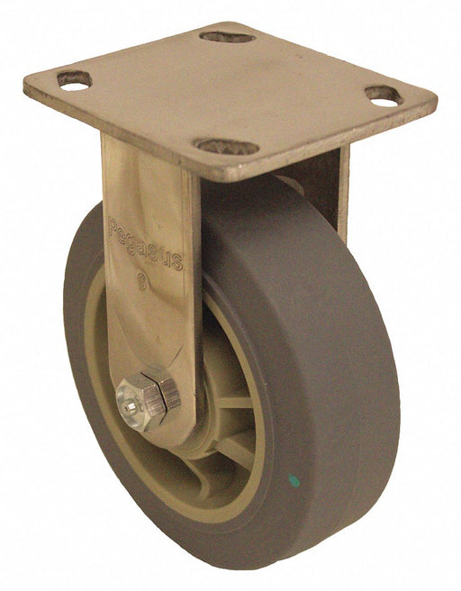 Plate Caster Rigid Rubber 6 1/2 H