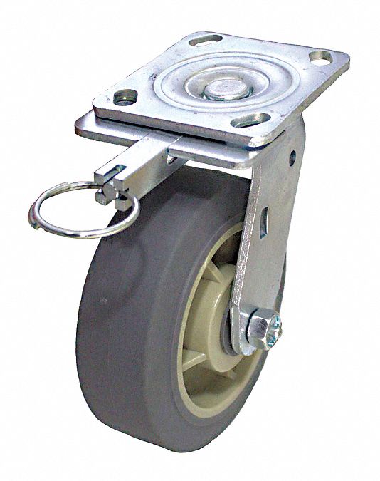Plate Caster Swivel Rubber 7 1/2 H