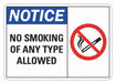 No Smoking Sign 7inx10in Non-PVC Polymer