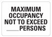Aluminum Maximum Occupancy Sign 10x14in