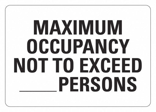 Aluminum Maximum Occupancy Sign 10x14in