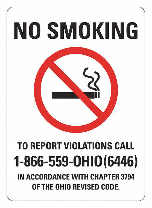 No Smoking Sign 10 inx7 in Plastic