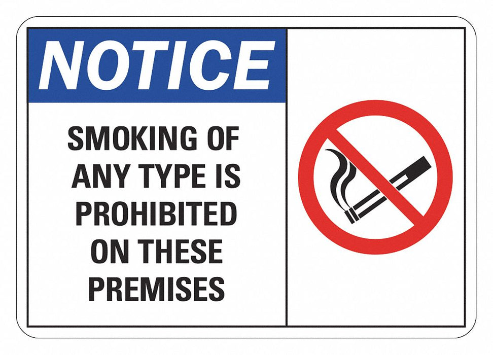 No Smoking Sign 7 in x 10 in Aluminum