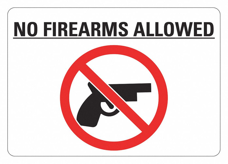 Rflctv No Weapons Allowed Sign 10x14in