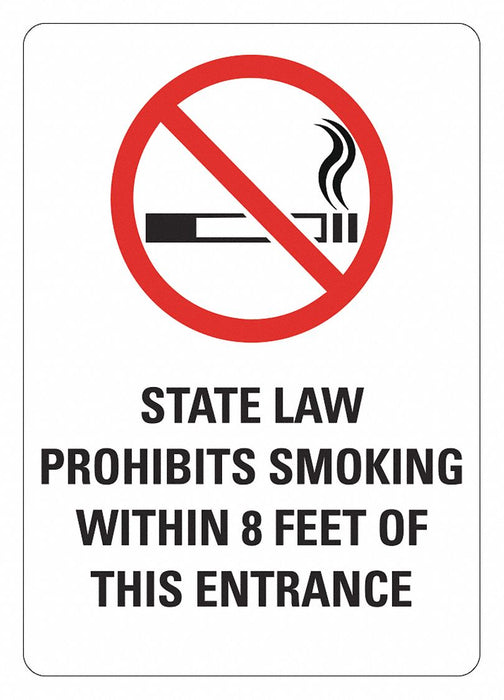 No Smoking Sign 10 inx7 in Plastic