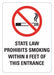 No Smoking Sign 10 inx7 in Plastic