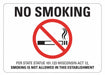 No Smoking Sign 10 inx14 in Plastic