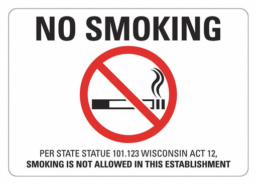 No Smoking Sign 7 inx10 in Plastic