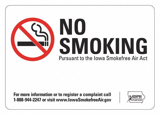 No Smoking Sign 7x10in NoPVC Polymer PK2