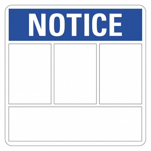 Notice Sign Blank 10 in x 10 in Plastic