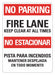 Fire lane Sign 14inx10in Plastic