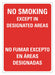 No Smoking Sign 14 inx10 in Plastic