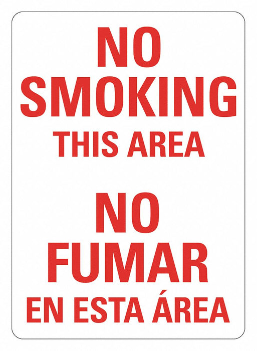No Smoking Sign 14 inx10 in Plastic