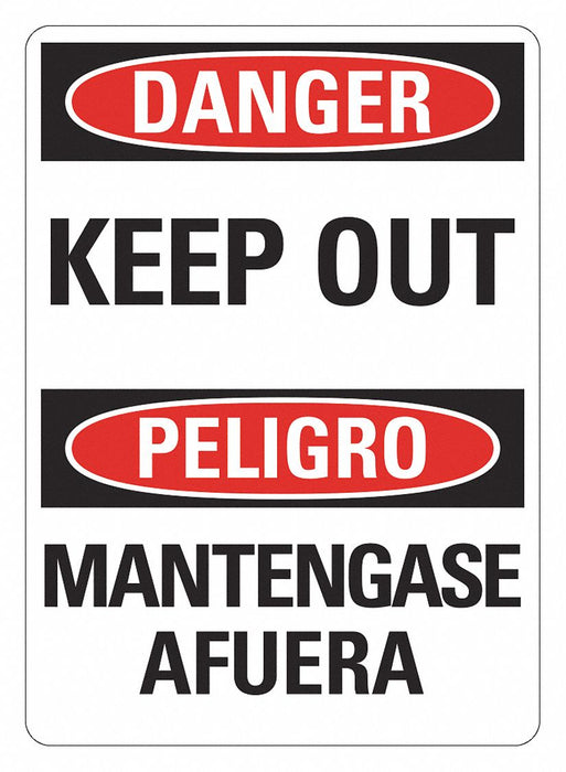 Danger Sign 14 in x 10 in Plastic