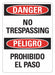 Danger Sign 14 inx10 in Plastic