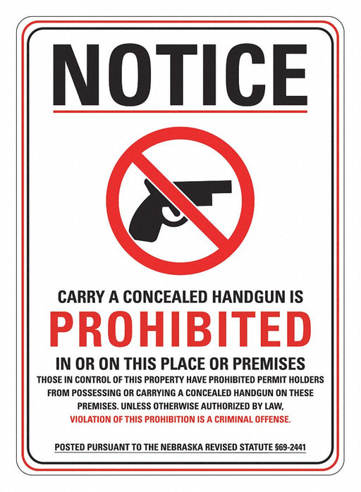 Rflctv Weapons Notice Sign 14x10in Alum