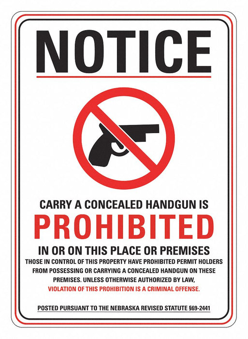 Rflctv Weapons Notice Sign 14x10in Alum