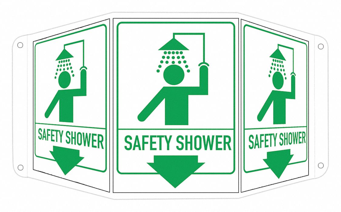 Reflective Shower Sign 10x17 1/2in Alum