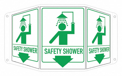 Reflective Shower Sign 10x17 1/2in Alum
