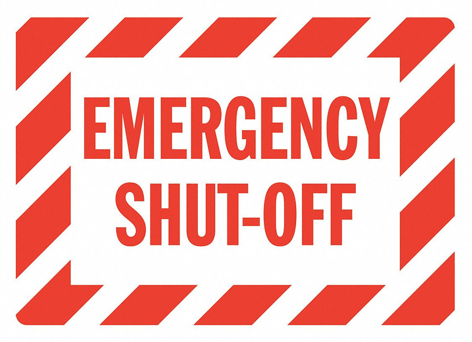 Aluminum Emergency Shut Off Sign 7x10in