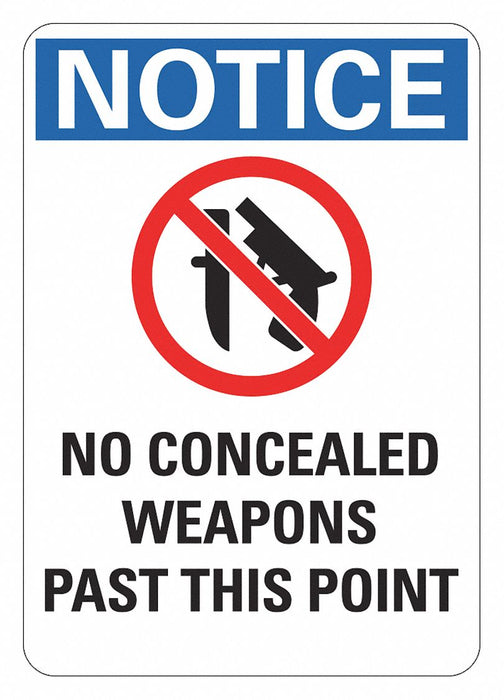 Rflctv Weapons Notice Sign 14x10in Alum