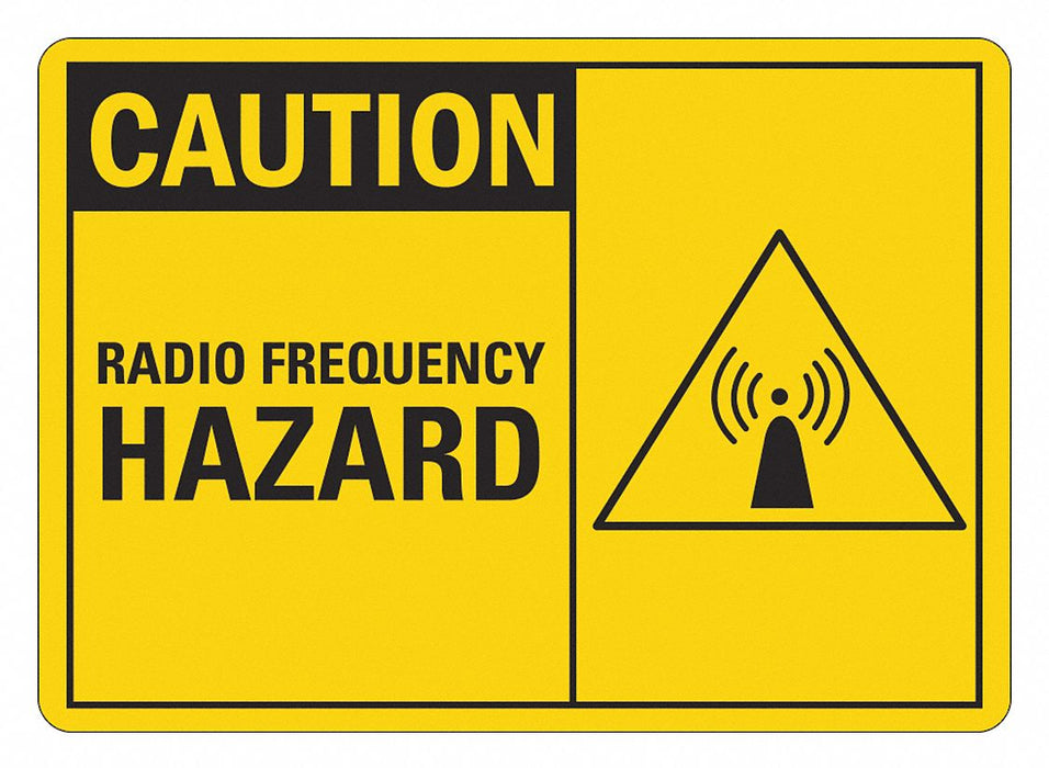 Rflct Radio Fields Caution Sign 7x14in