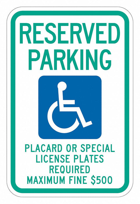 ADA Handicapped Parking Sign 18 x 12 