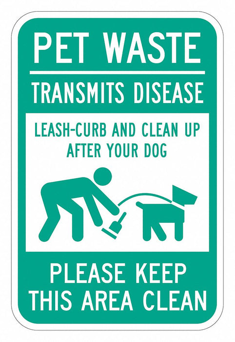 Rflctv Pet Waste Sign 18x12in Aluminum