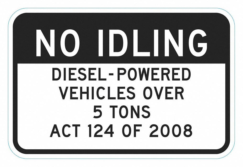 No Idling Parking Sign 12 x 18 