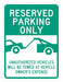 Reserved Parking Sign 24 x 18 