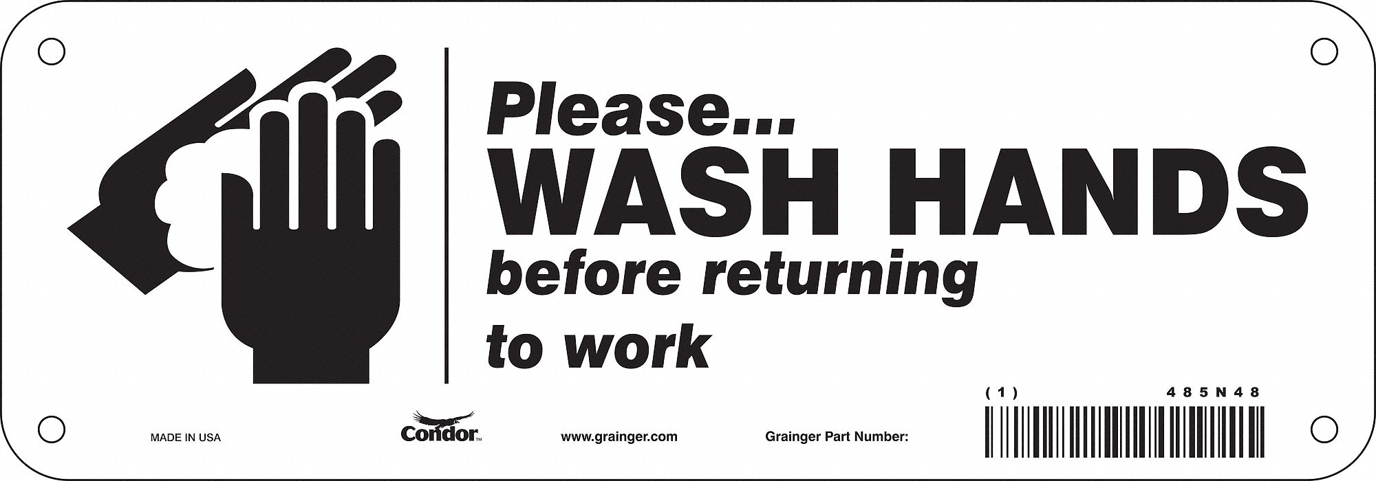 Safety Sign 3 1/2 x 10 in Polyethylene