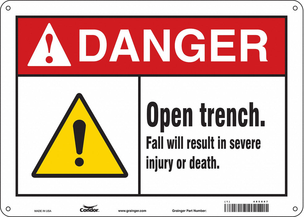 Safety Sign 10 in x 14 in Polyethylene