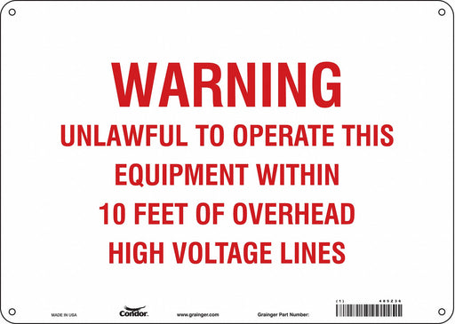 Safety Sign 10 in x 14 in Polyethylene