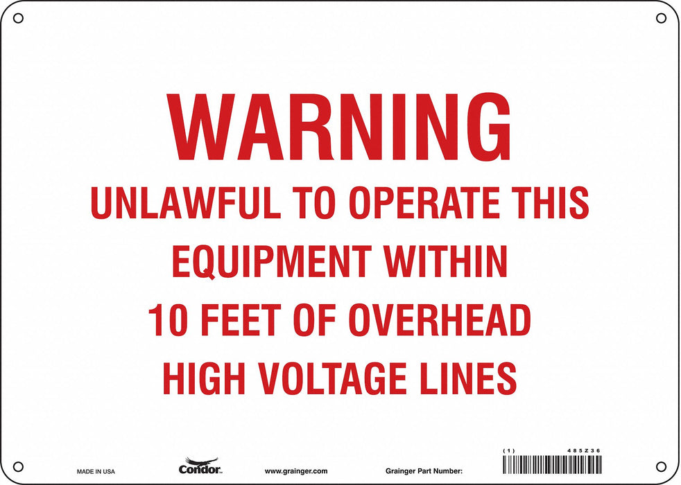 Safety Sign 10 in x 14 in Polyethylene